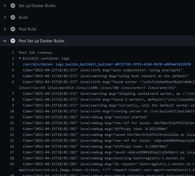 Journaux de conteneur BuildKit