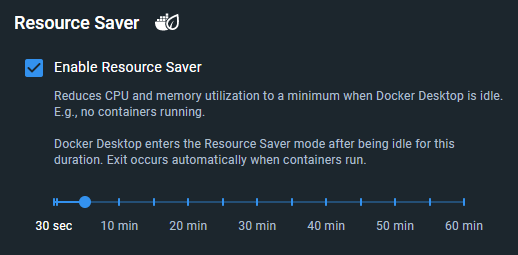 Paramètres Resource Saver
