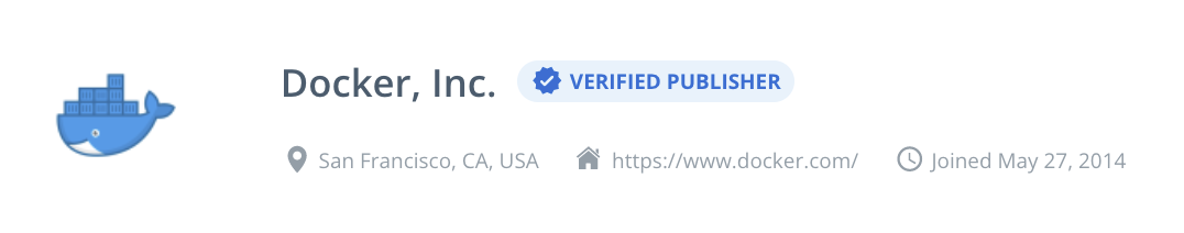 Organisation Docker, Inc. avec un badge d'éditeur vérifié