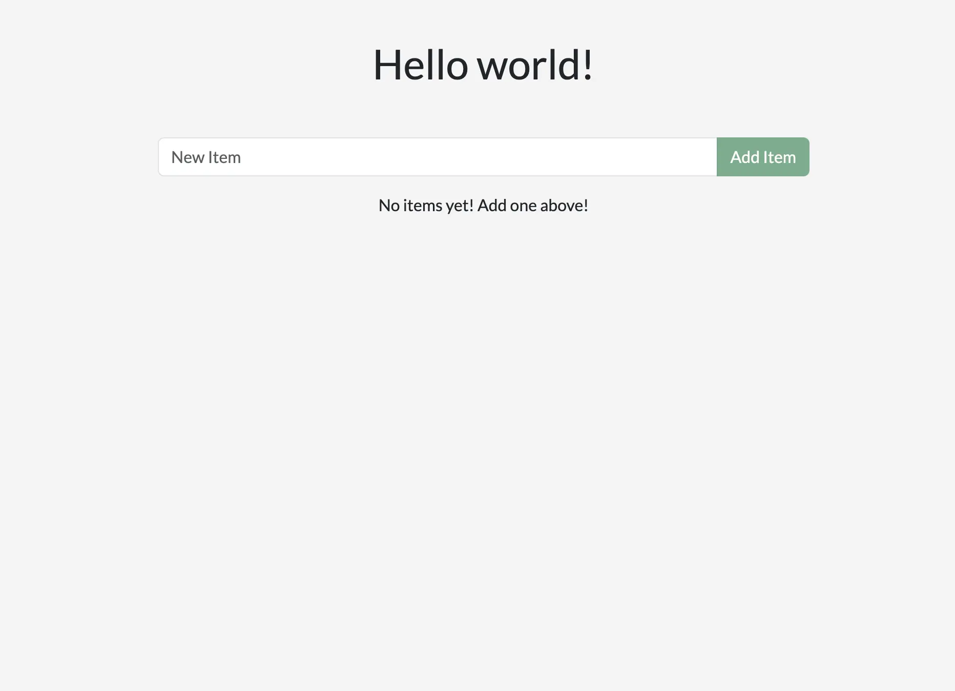 Capture d'écran de l'app de liste de tâches de démarrage après son premier lancement