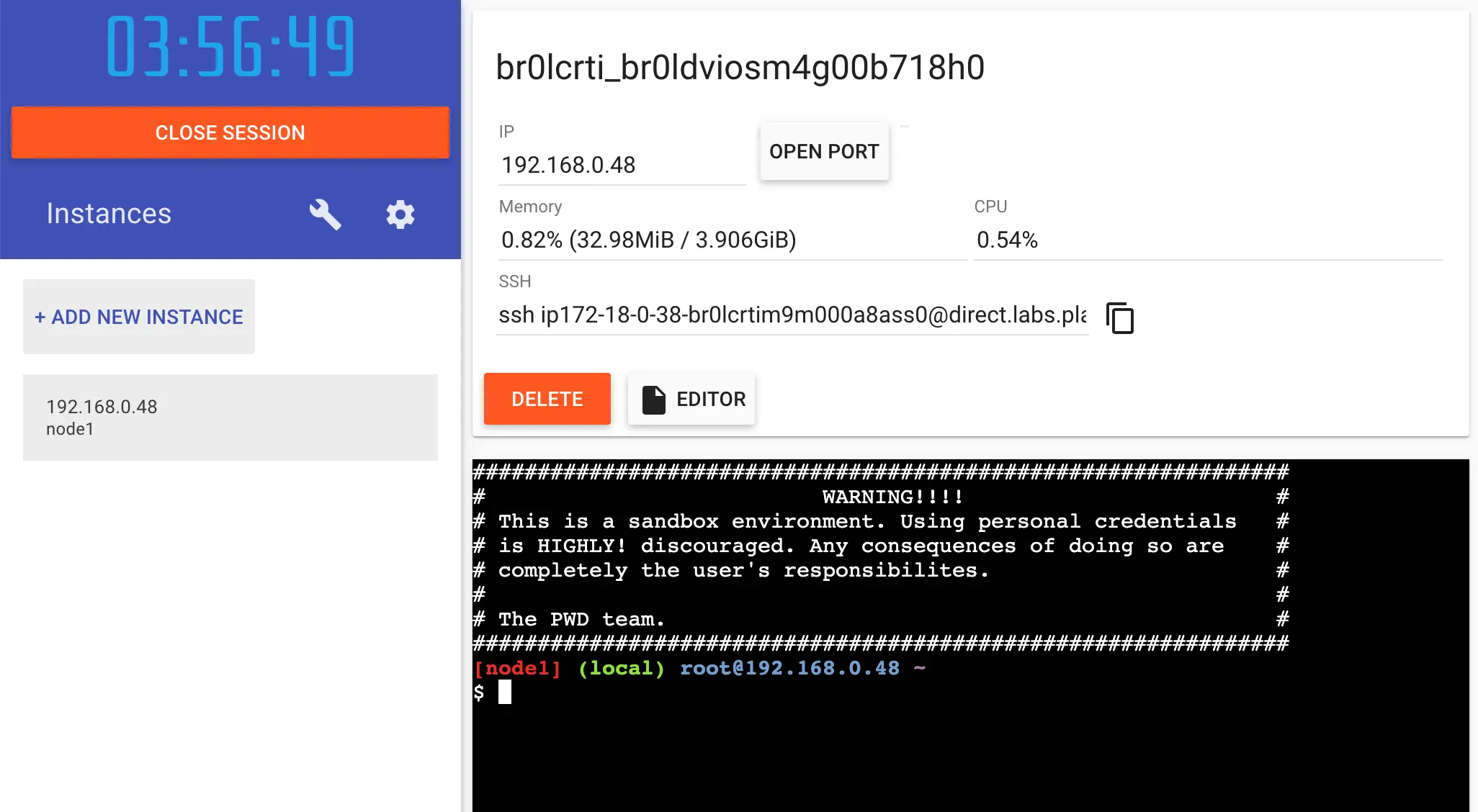 Play with Docker ajouter une nouvelle instance