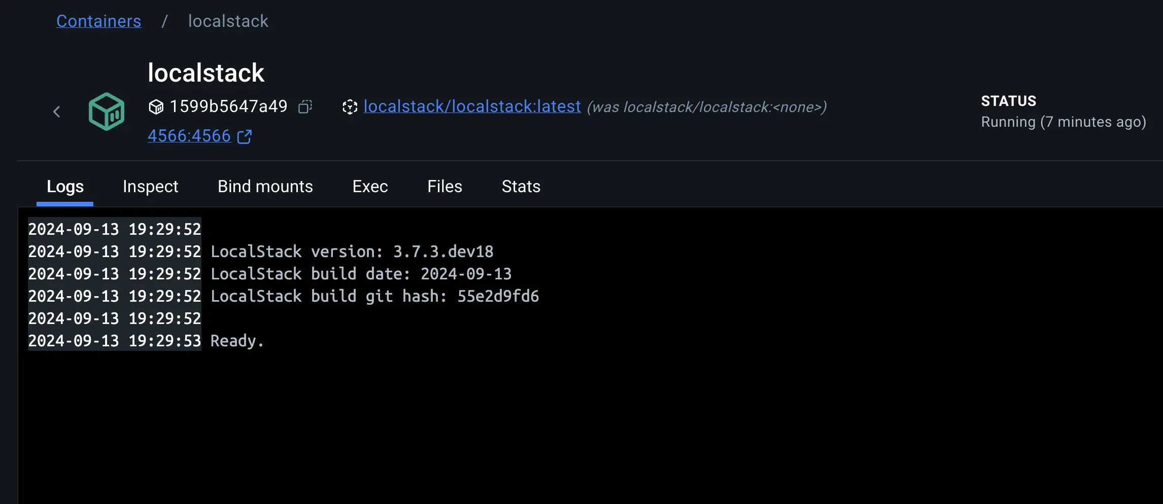 Diagramme montrant les journaux du conteneur LocalStack