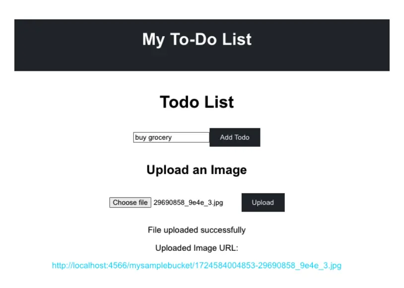Diagramme montrant une application de liste de tâches fonctionnelle