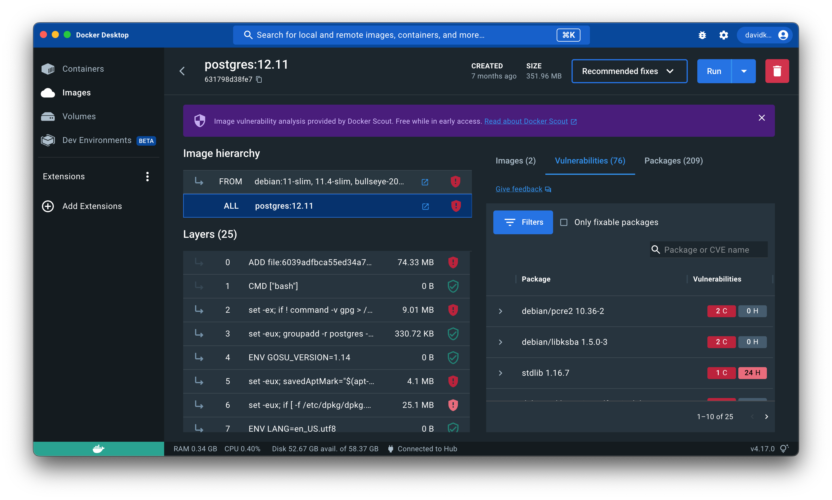 La vue des détails de l'image dans Docker Desktop